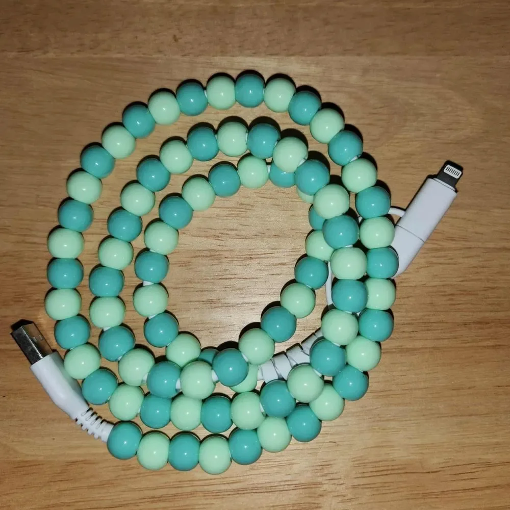 NEW! 2 in 1 USB Charging Cable - Beaded Assorted Colors - 3 Ft.